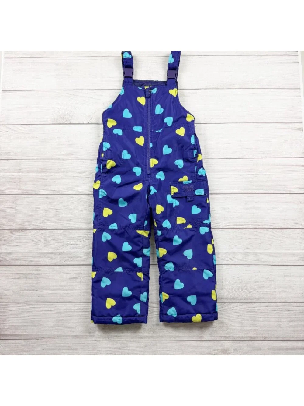 OshKosh Bgosh Girls Heart Print Insulated Snow Bib Overalls Adjustable Straps 4